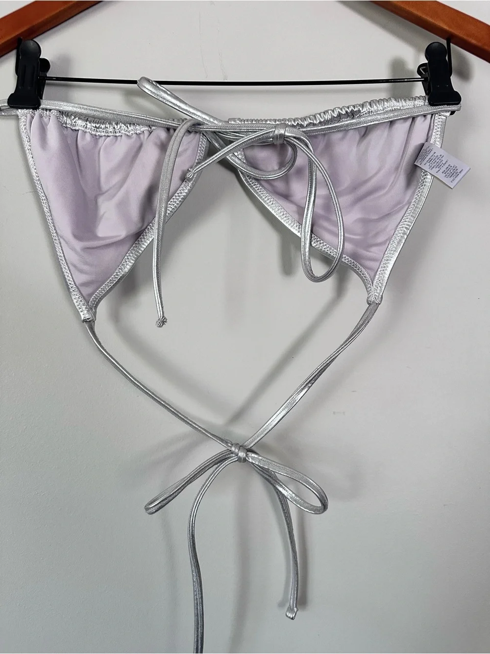 SKIMS Silver Metallic Triangle Bikini Top